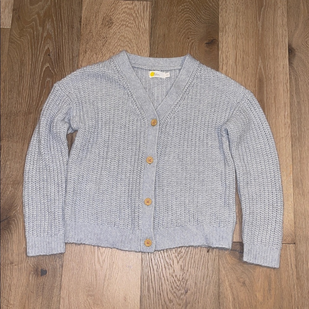 Boden Gray Chunky Knit V-neck Buttoned Cardigan alpaca blend sweater